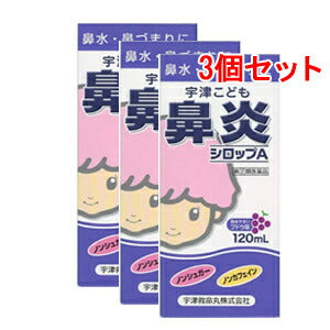 【3個セット】【第(2)類医薬品】【宇津救命丸】宇津こども鼻炎シロップA　（ぶどう味）　120ml×3個セット　液剤